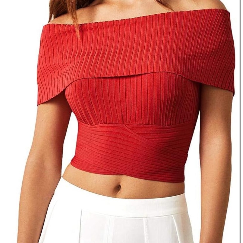 BCBG red ripped crop top brand new